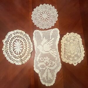 Vintage Lot of 4 Hand Crochet Doilies